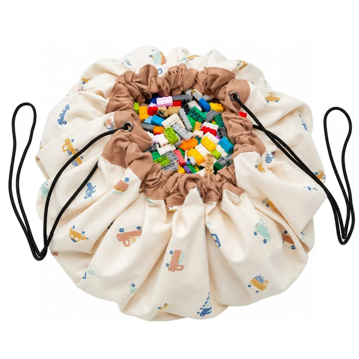 Foldable Polyester Toy Storage Play Mat with Double Drawstring and Custom Digital Printing