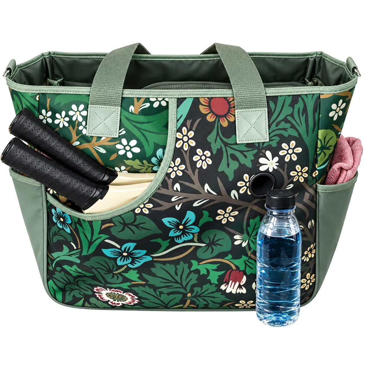 Floral 600d Pickleball Tote Bag with Separate Paddle Pocket for Tennis and Sports