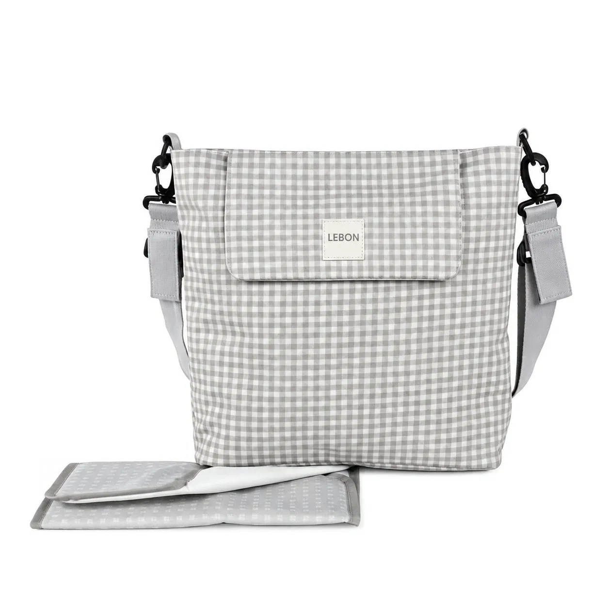 Portable Checkered Baby Stroller Organizer Hanging Diaper Storage Bag with Zipper