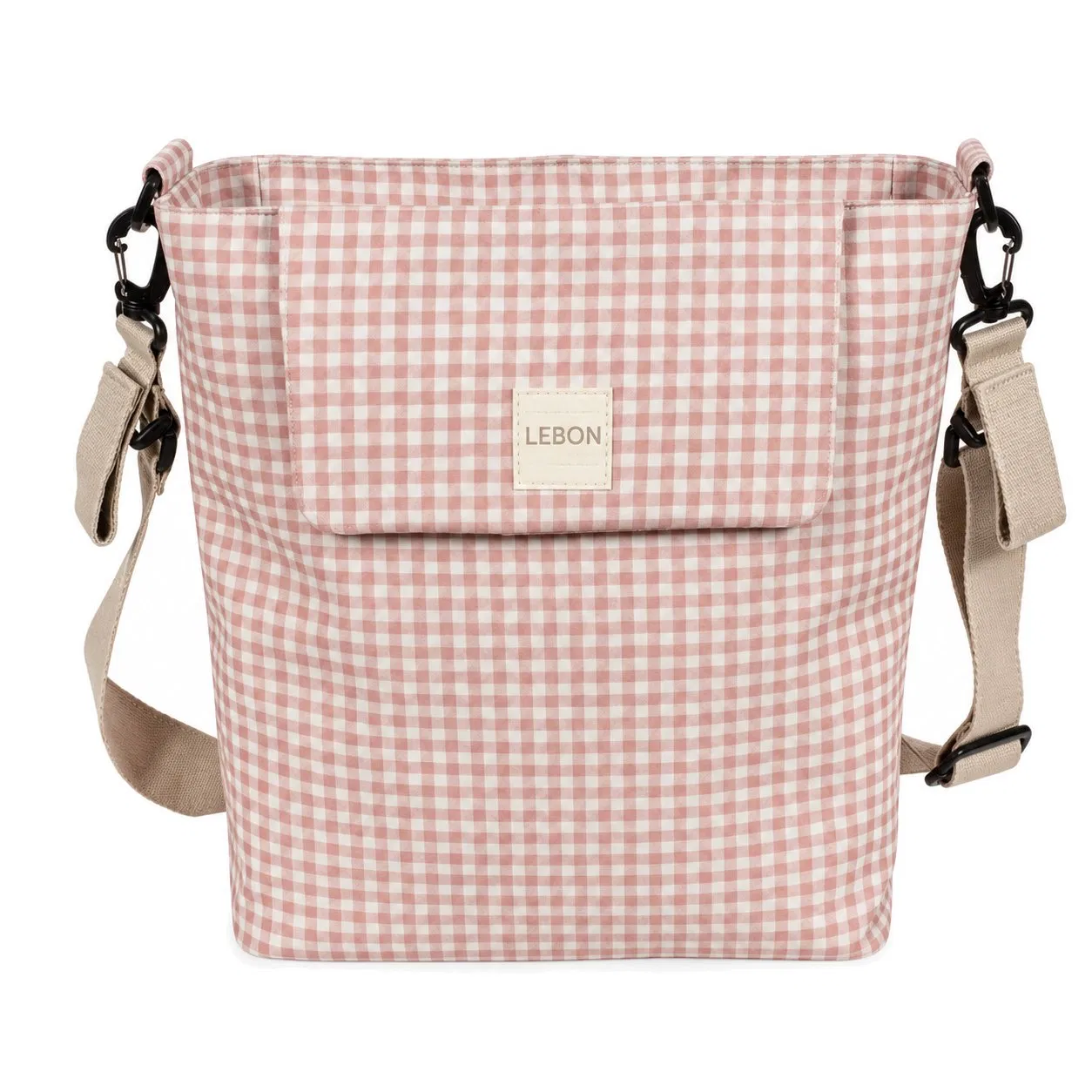Portable Checkered Baby Stroller Organizer Hanging Diaper Storage Bag with Zipper