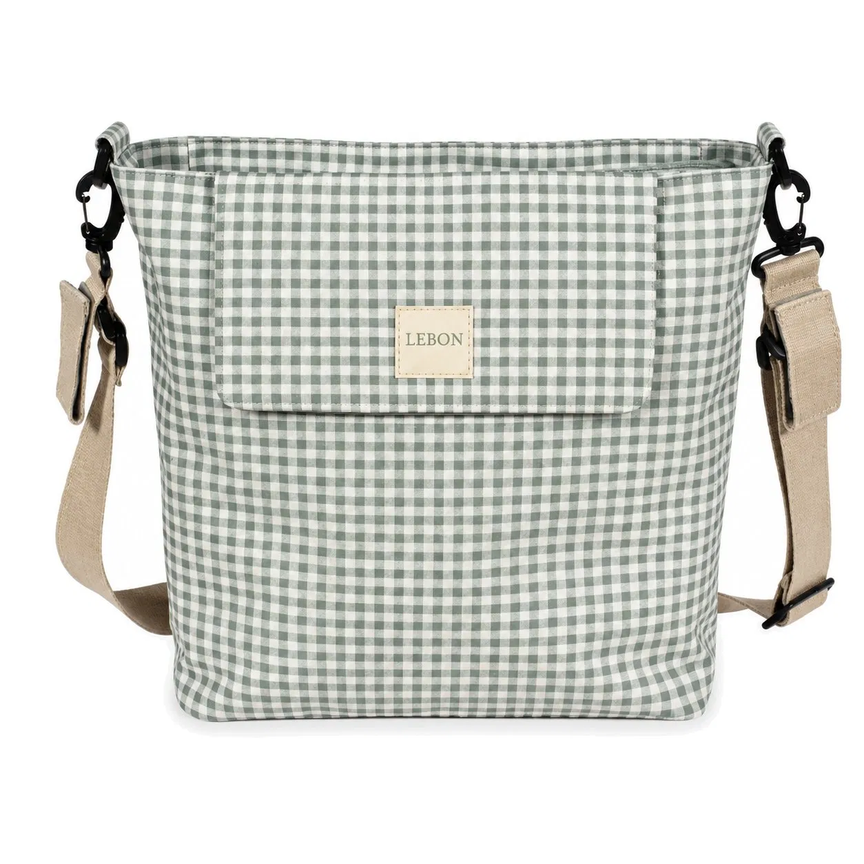 Portable Checkered Baby Stroller Organizer Hanging Diaper Storage Bag with Zipper