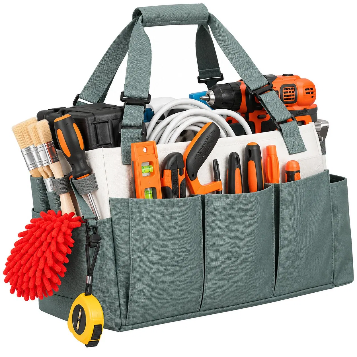 Wearable Cleaning Caddy Organizer Bag with Multiple Pockets and Removable Dividers