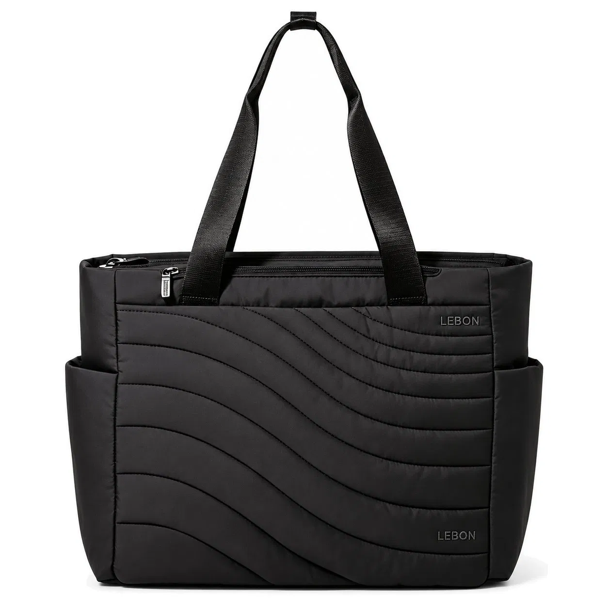 Minimalist Nylon Laptop Tote Bag with RFID Pocket and Luggage Sleeve for Work Travel