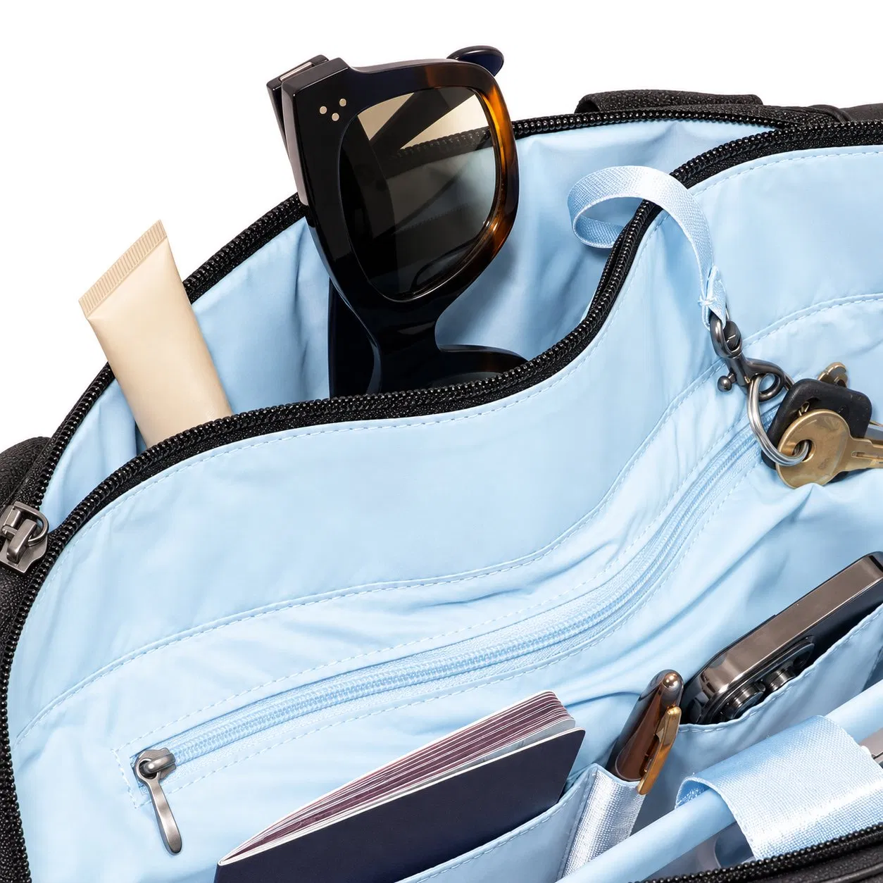 Minimalist Nylon Laptop Tote Bag with RFID Pocket and Luggage Sleeve for Work Travel
