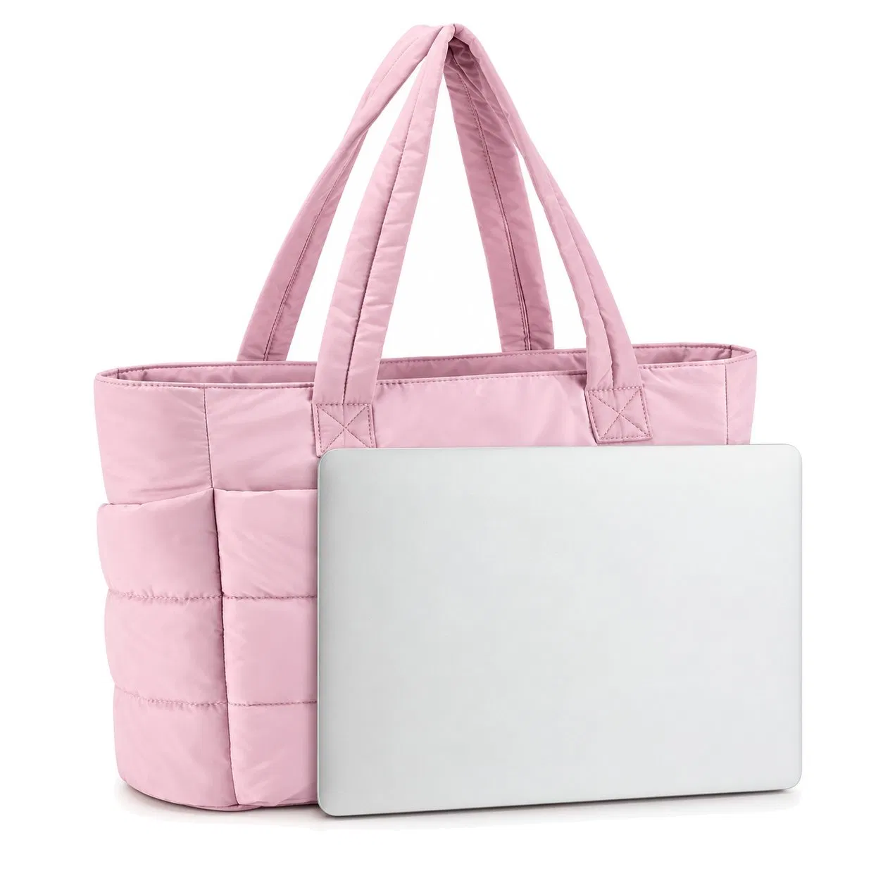 Women Lightweight Nylon Puffer Tote Bag with Compartments for Work Beach Gym Travel
