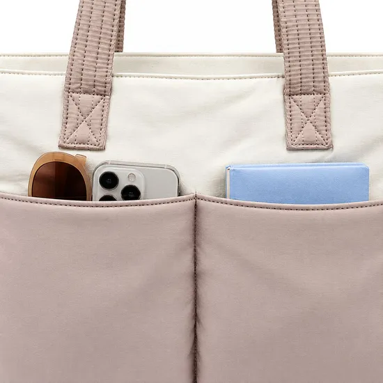 Women Quilted Nylon Laptop Tote Bag with Trolley Sleeve and Adjustable Shoulder Strap
