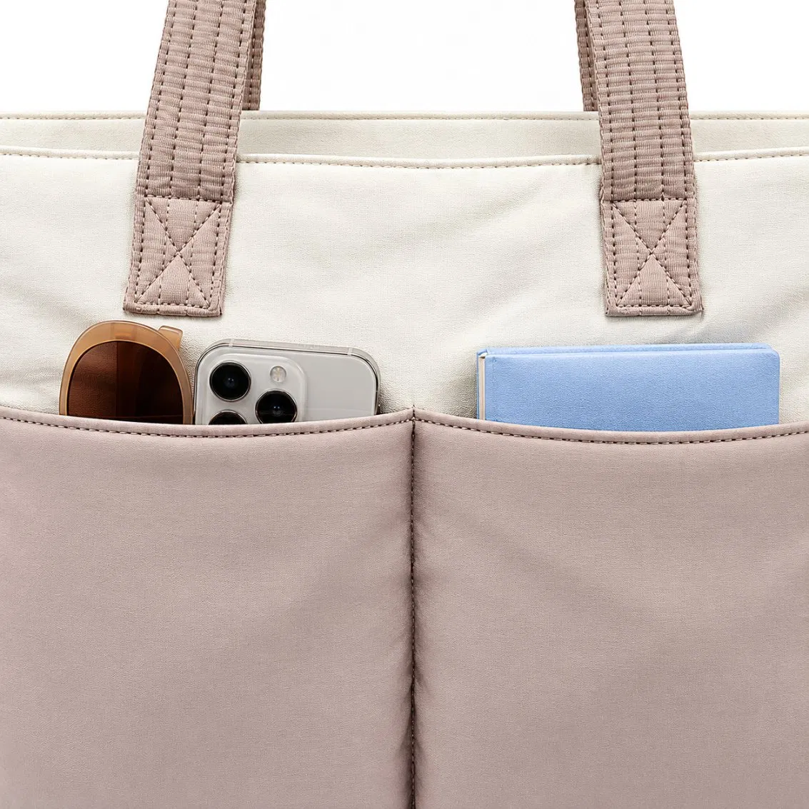 Women Quilted Nylon Laptop Tote Bag with Trolley Sleeve and Adjustable Shoulder Strap