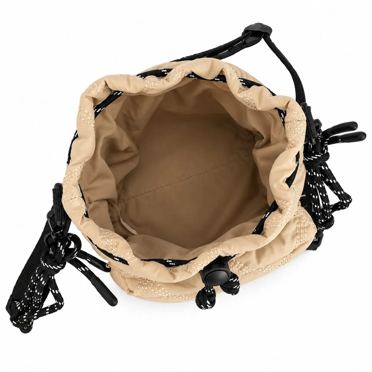 Custom Mini Quilted Nylon Drawstring Bucket Shoulder Bag for Women