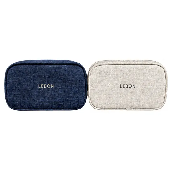 Custom Portable Linen Zipper Cosmetic Makeup Bag for Travel