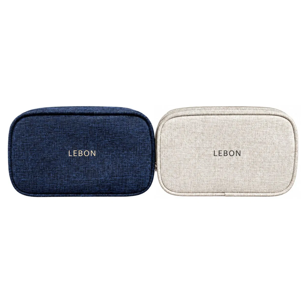 Custom Portable Linen Zipper Cosmetic Makeup Bag for Travel