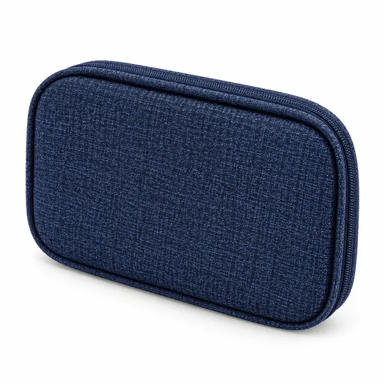 Custom Portable Linen Zipper Cosmetic Makeup Bag for Travel