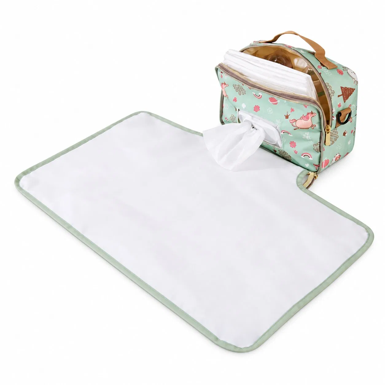 Custom Water Resistant Portable Diaper Bag with Removable Baby Changing Mat