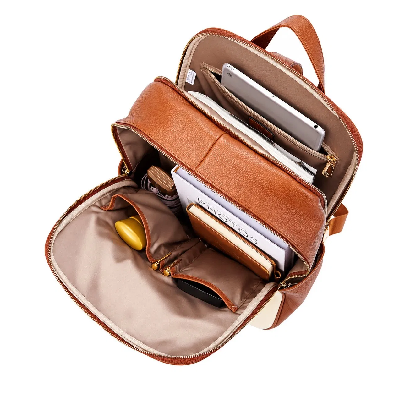 Custom Microfiber Synthetic Leather Laptop Backpack for Business Office and Travel