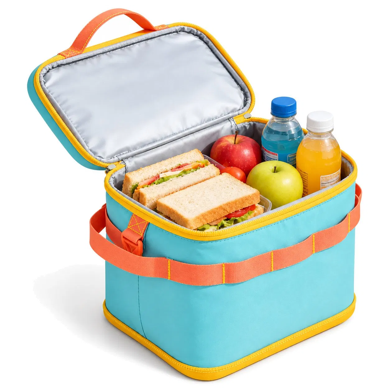 Oxford Cloth Insulated Lunch Tote Bag with Zipper Closure for School and Picnic