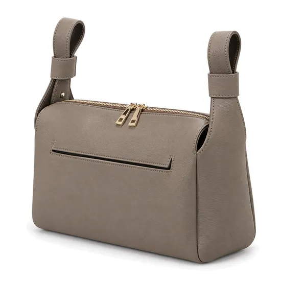 Custom PU Leather Stroller Organizer Diaper Bag with Zipper and Phone Pockets
