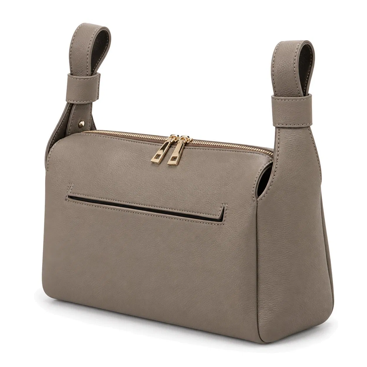 Custom PU Leather Stroller Organizer Diaper Bag with Zipper and Phone Pockets