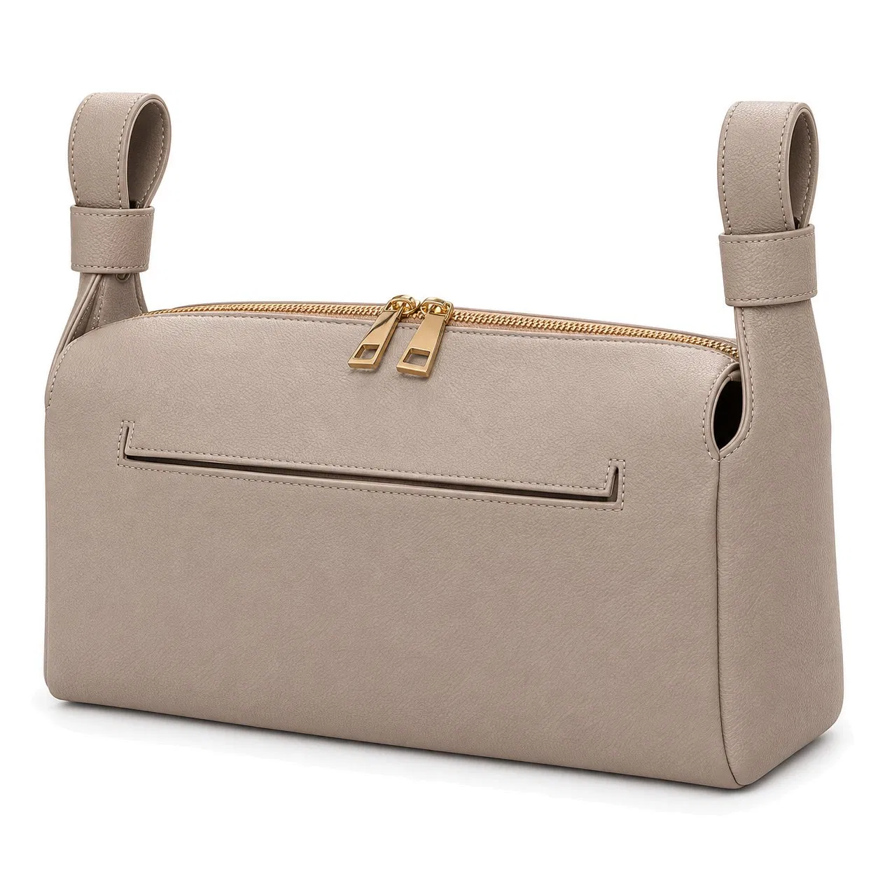 Custom PU Leather Stroller Organizer Diaper Bag with Zipper and Phone Pockets