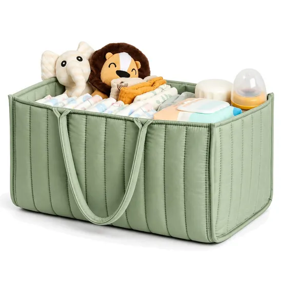 Custom Cotton Fabric Baby Diaper Caddy Basket with Portable Carry Handles