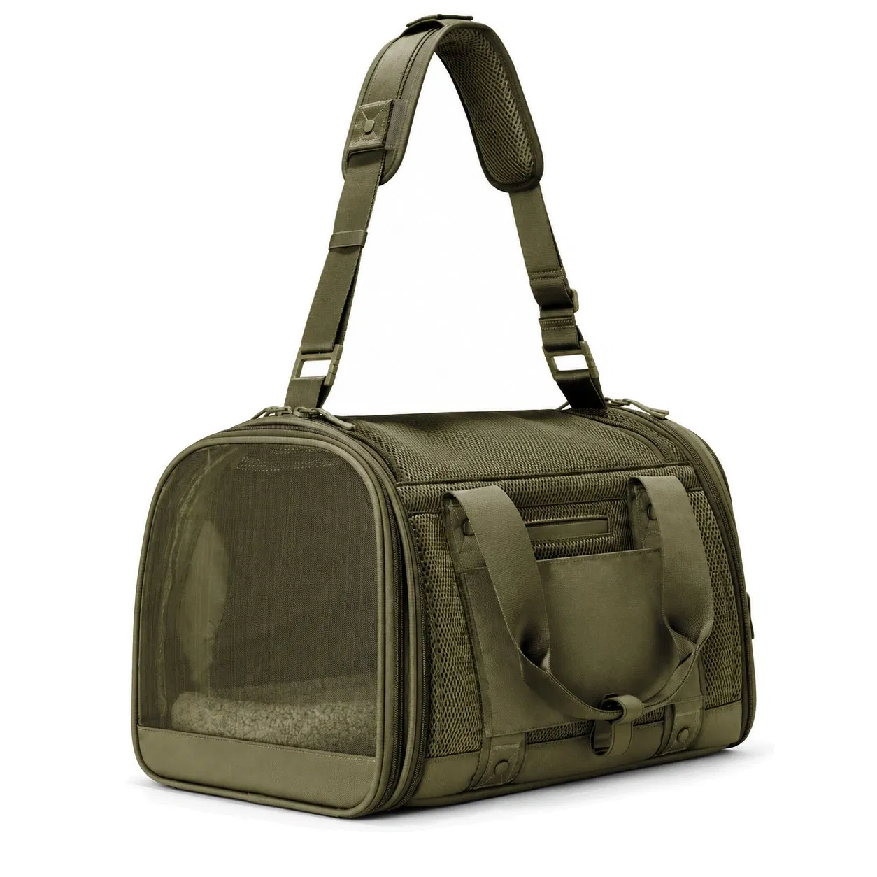 Custom Logo Pet Carrier Bag with Breathable Mesh and Adjustable Shoulder Strap