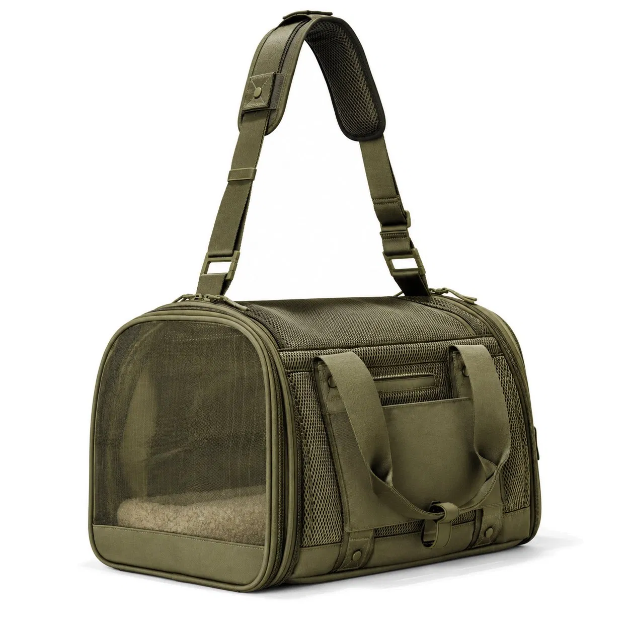 Custom Logo Pet Carrier Bag with Breathable Mesh and Adjustable Shoulder Strap