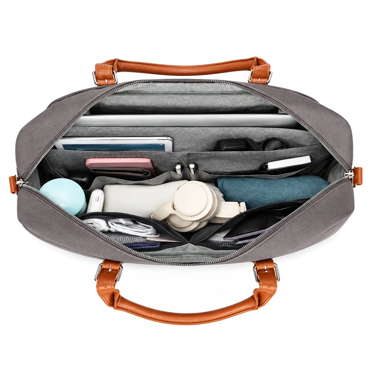 Custom Oxford Laptop Briefcase with Luggage Sleeve and Detachable Shoulder Strap