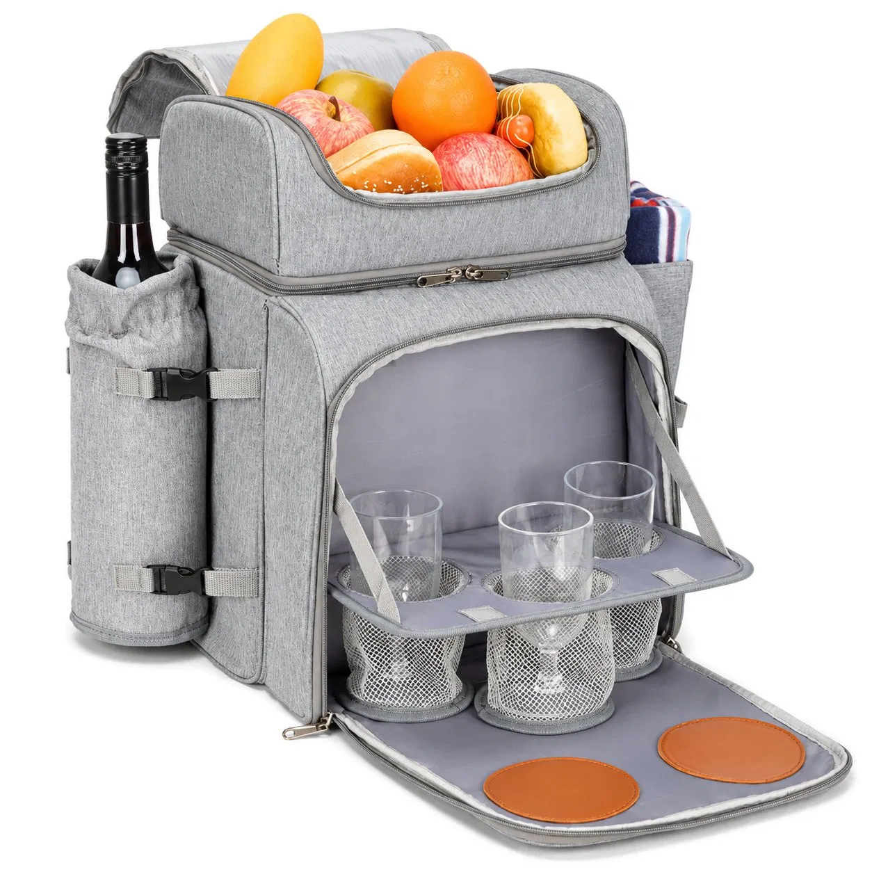 Custom Polyester Insulated Cooler Backpack with PEVA Lining for Picnics and Lunch