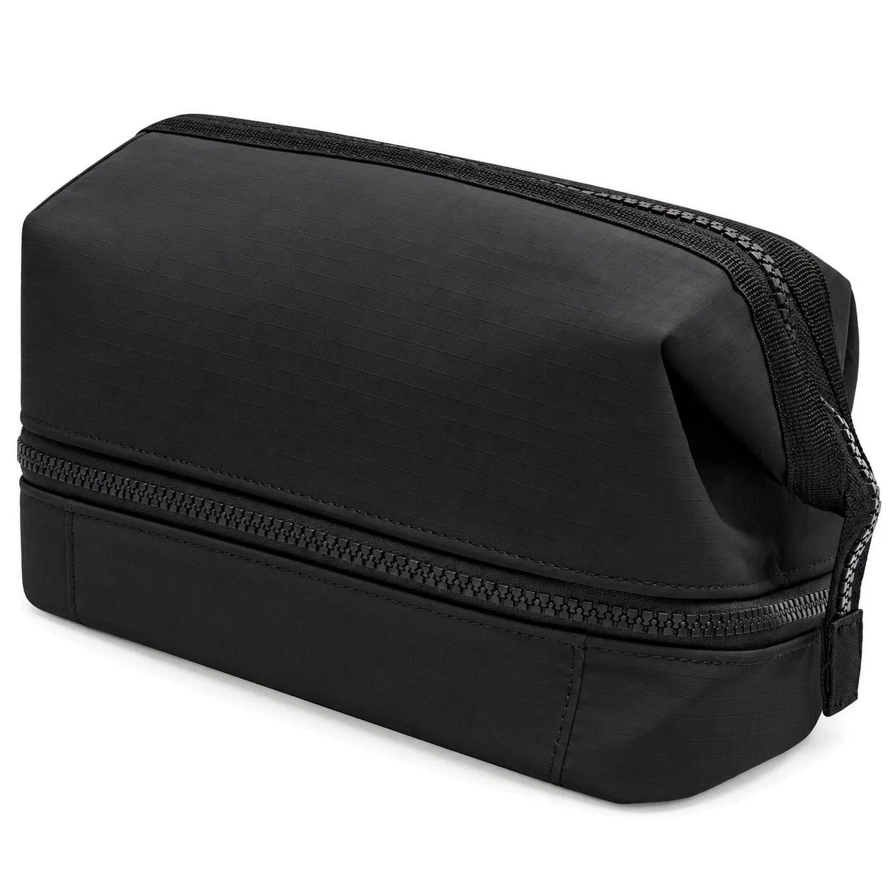 Custom Double Layer Nylon Travel Toiletry Bag with Dual Compartments and Carry Handle