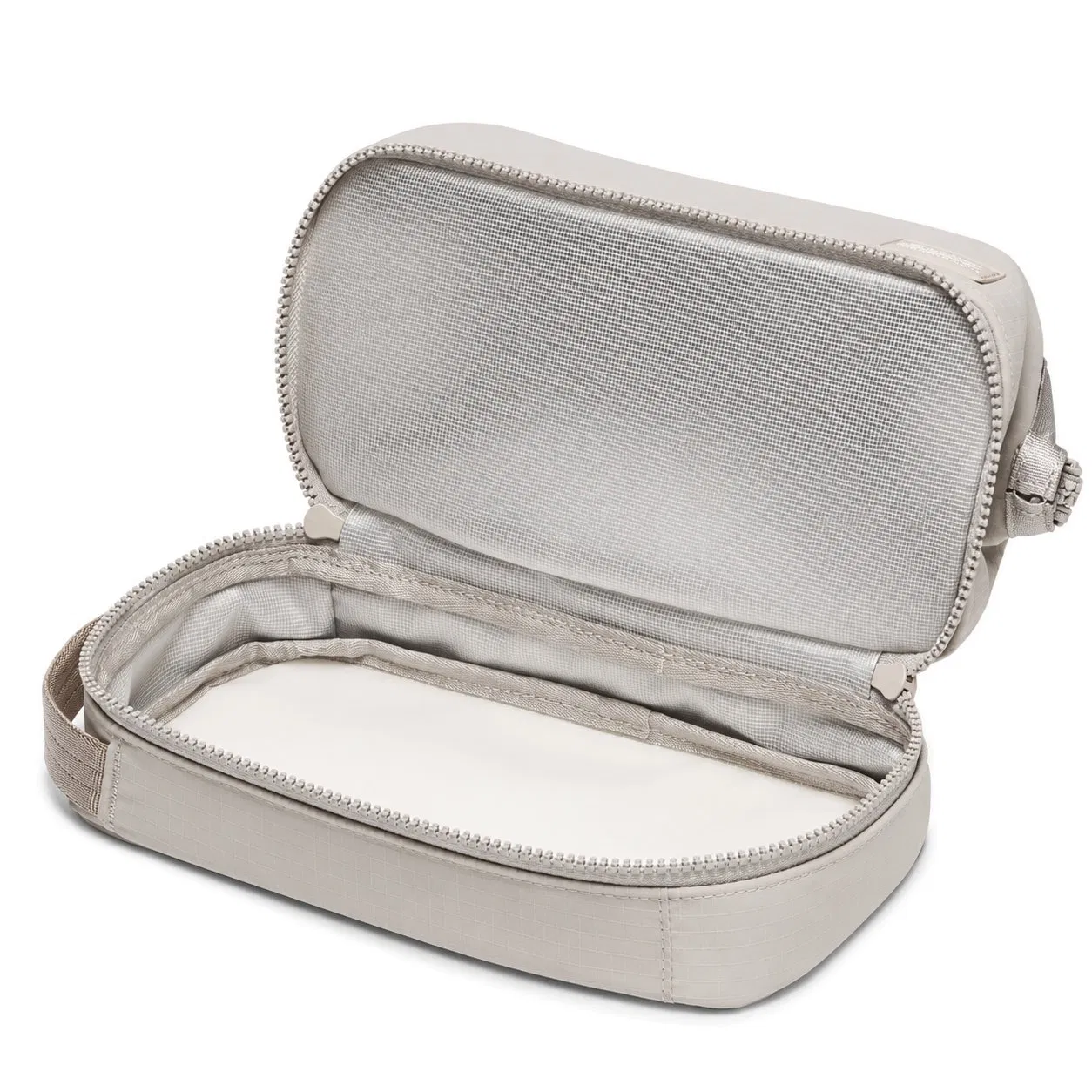 Custom Double Layer Nylon Travel Toiletry Bag with Dual Compartments and Carry Handle