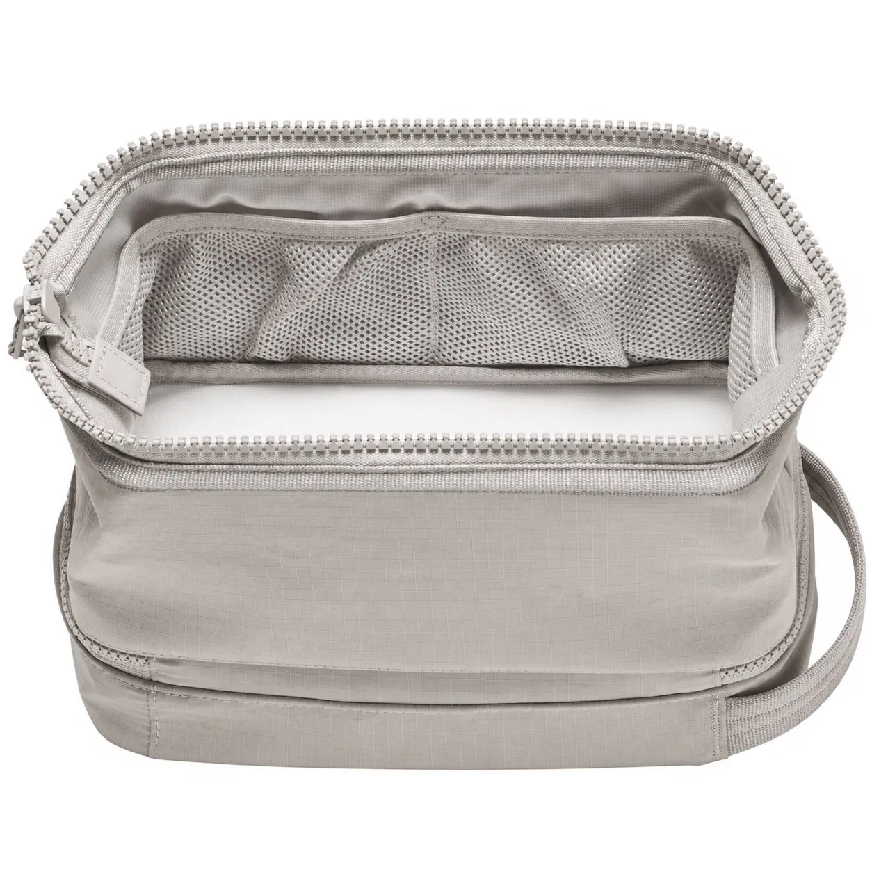 Custom Double Layer Nylon Travel Toiletry Bag with Dual Compartments and Carry Handle