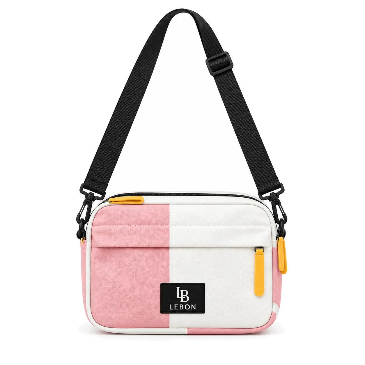 Custom Lightweight Color Block Crossbody Bag with Zipper and Polyester Lining