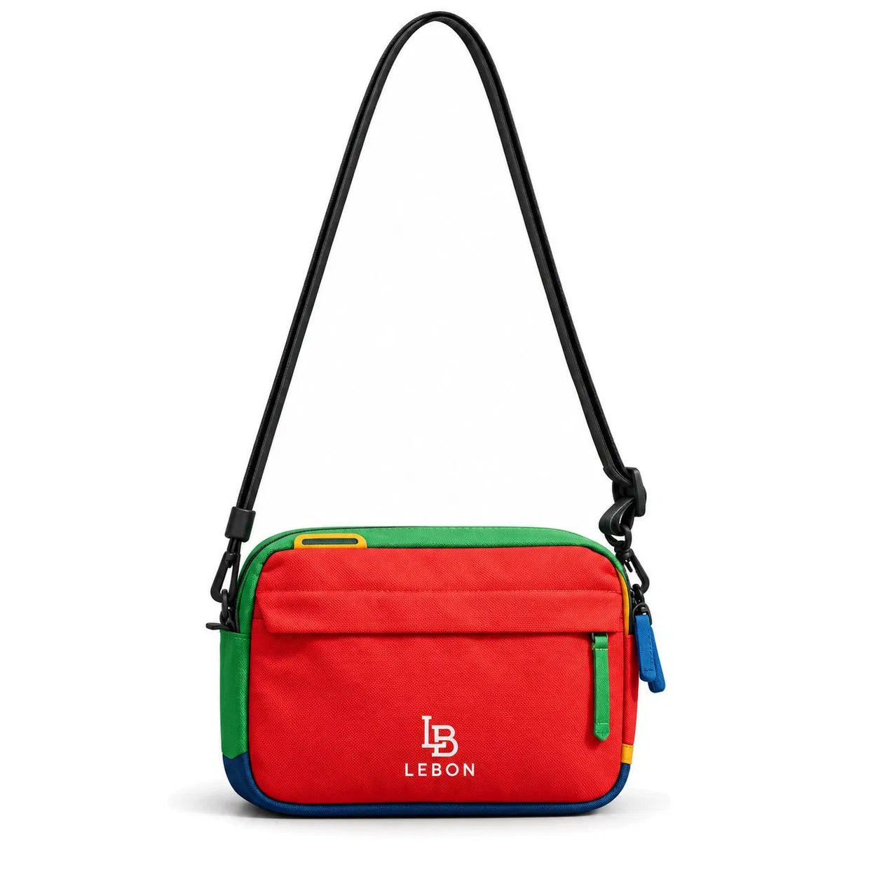 Custom Lightweight Color Block Crossbody Bag with Zipper and Polyester Lining