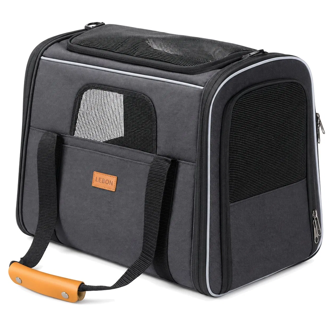 Foldable Soft Sided Pet Carrier Travel Bag with Breathable Mesh and Shoulder Strap