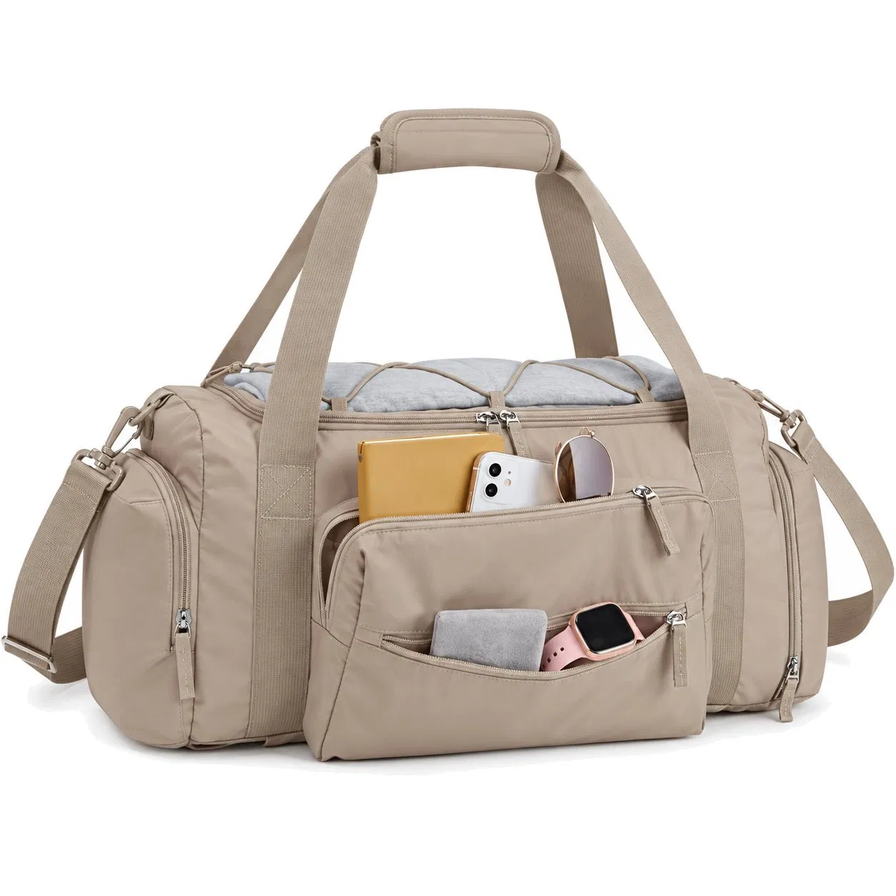 Convertible Nylon Gym Travel Duffle Backpack with Laptop and Shoe Compartments
