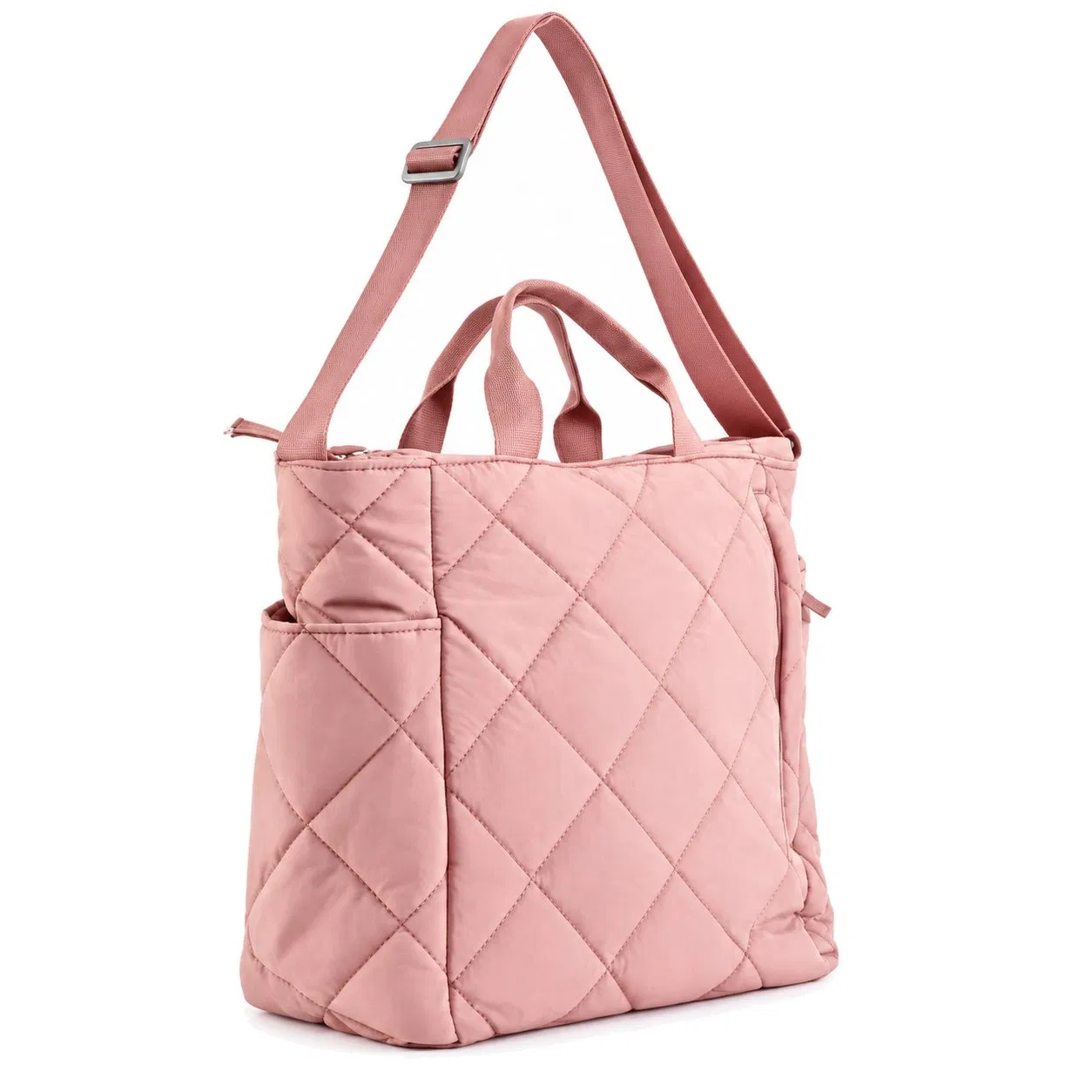 Custom Quilted Nylon Tote Shoulder Bag with Detachable Coin Purse for Daily Commute
