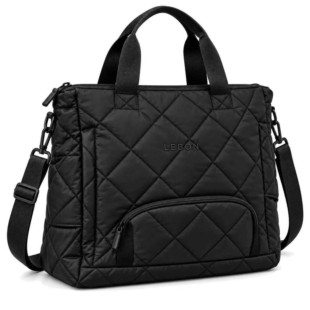 Custom Quilted Nylon Tote Shoulder Bag with Detachable Coin Purse for Daily Commute