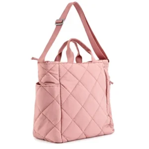 Custom Quilted Nylon Tote Shoulder Bag with Detachable Coin Purse for Daily Commute