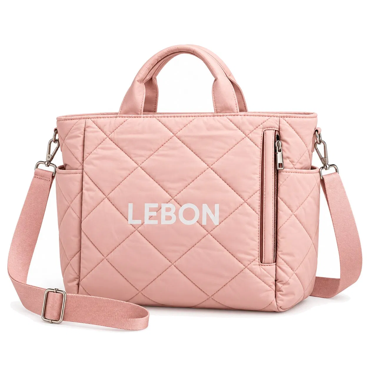 Custom Quilted Nylon Tote Shoulder Bag with Detachable Coin Purse for Daily Commute