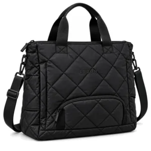 Custom Quilted Nylon Tote Shoulder Bag with Detachable Coin Purse for Daily Commute
