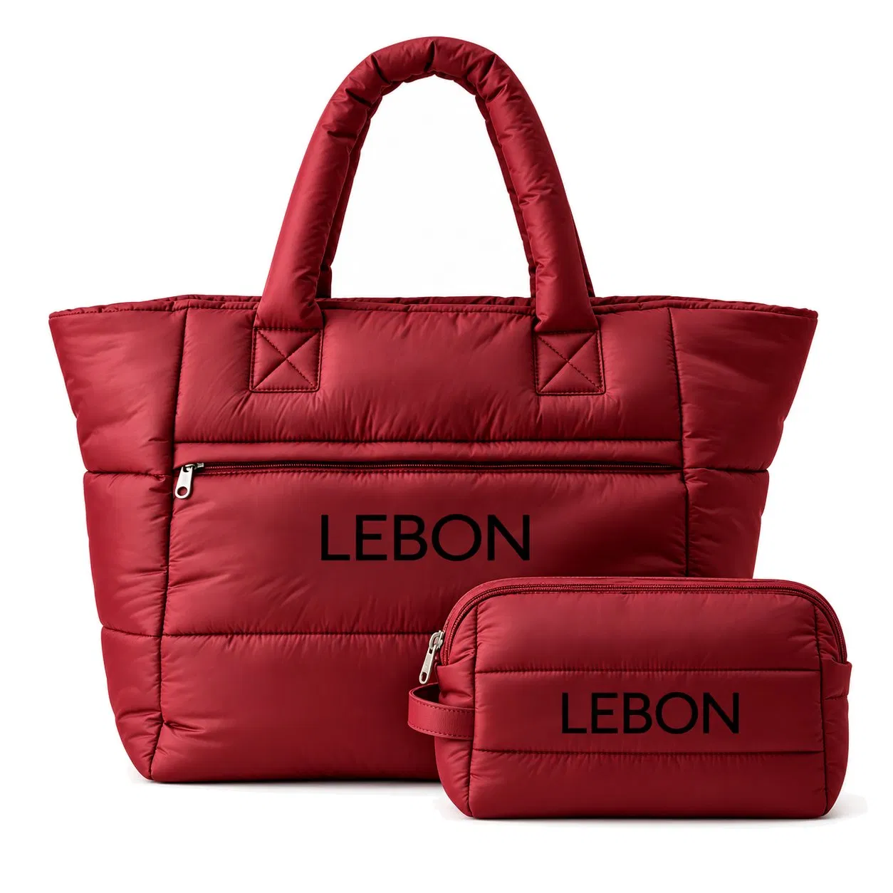 Custom Quilted Puffer Tote Bag with Detachable Pouch for Daily Travel