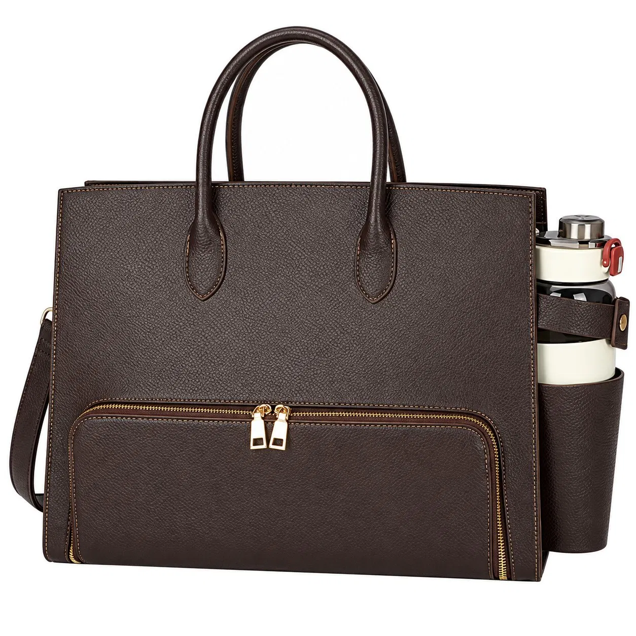 Custom Insulated PU Laptop Lunch Tote Bag with Detachable Shoulder Strap