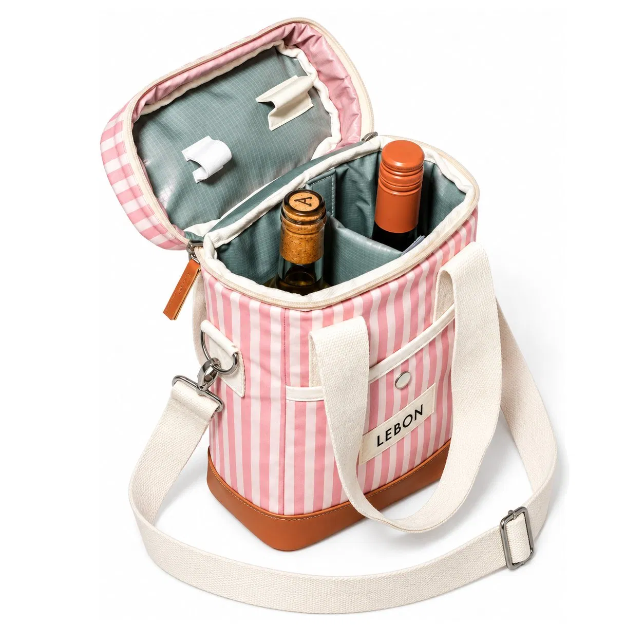 Custom Foldable Insulated Wine Cooler Bag with Handles and Shoulder Strap