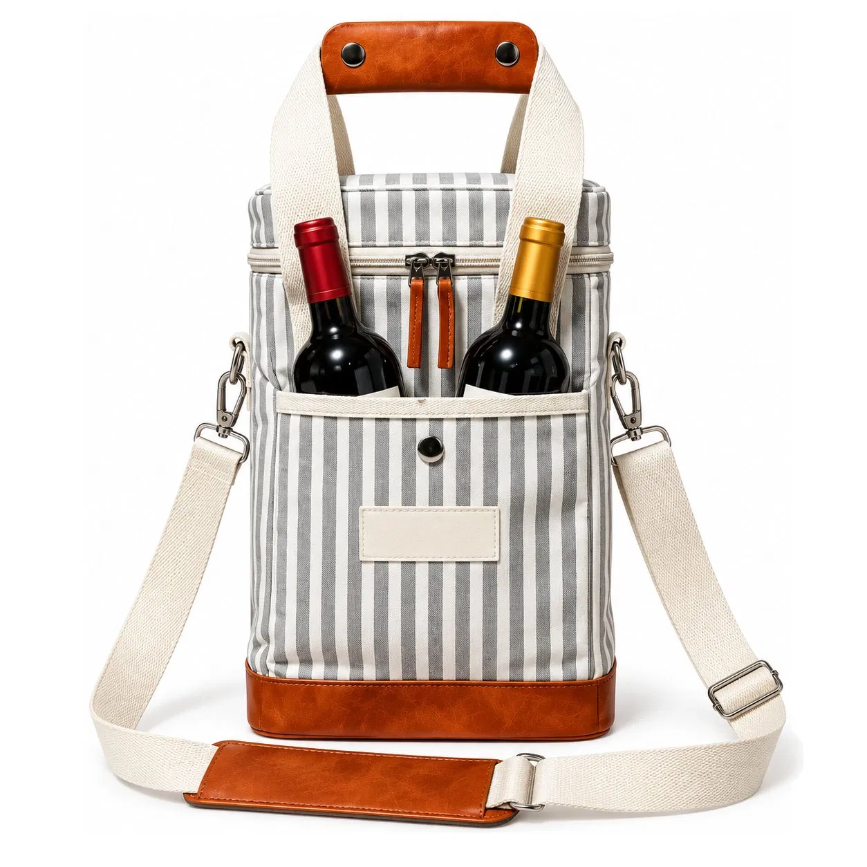 Custom Foldable Insulated Wine Cooler Bag with Handles and Shoulder Strap