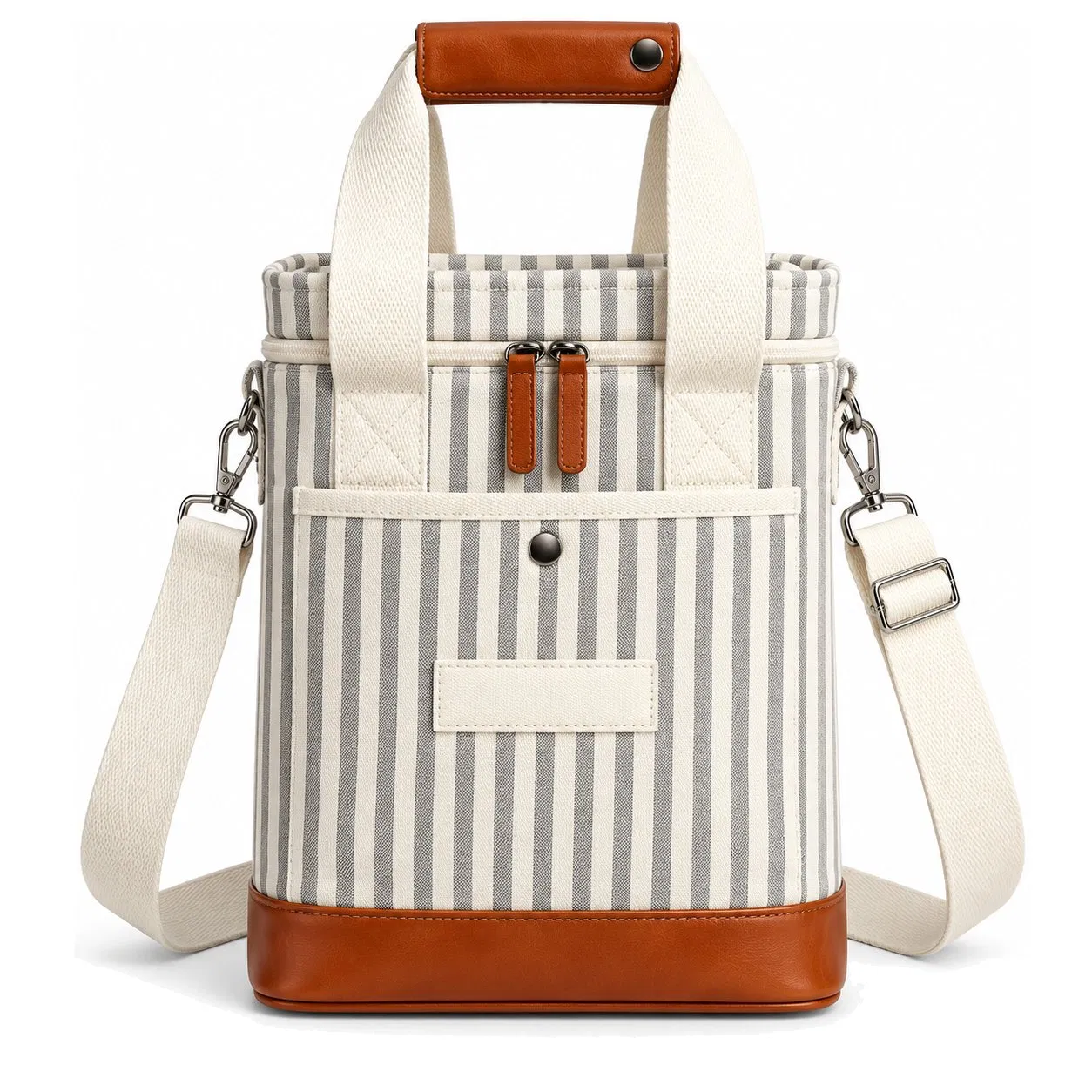 Custom Foldable Insulated Wine Cooler Bag with Handles and Shoulder Strap