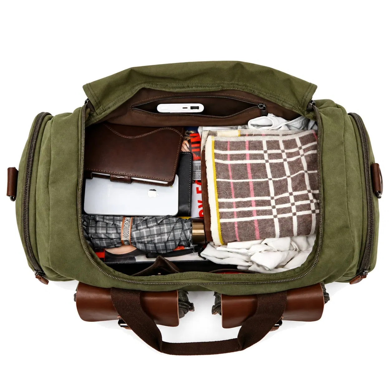 Custom Canvas Travel Duffel Bag with Shoe Compartment for Gym and Weekend Trips