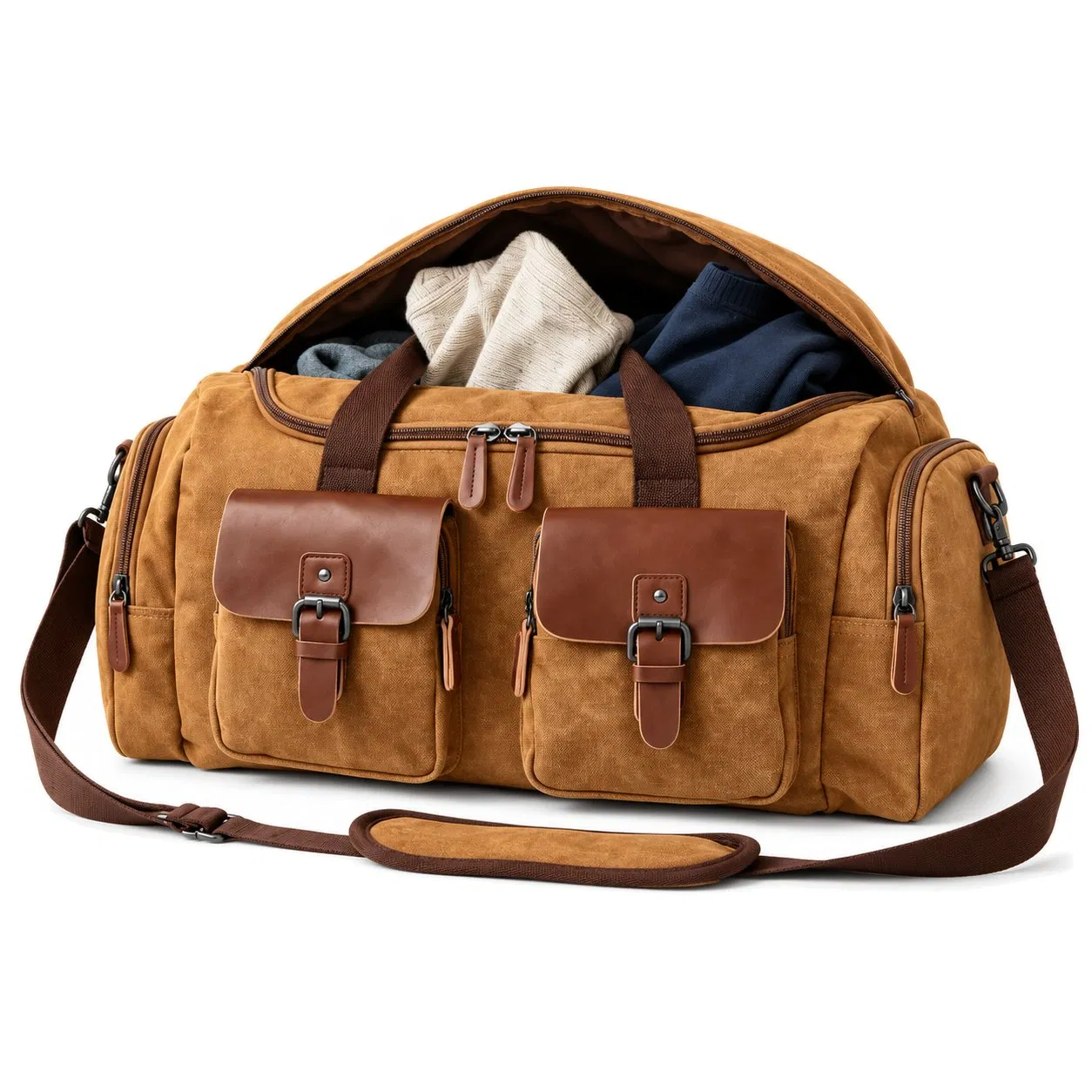 Custom Canvas Travel Duffel Bag with Shoe Compartment for Gym and Weekend Trips