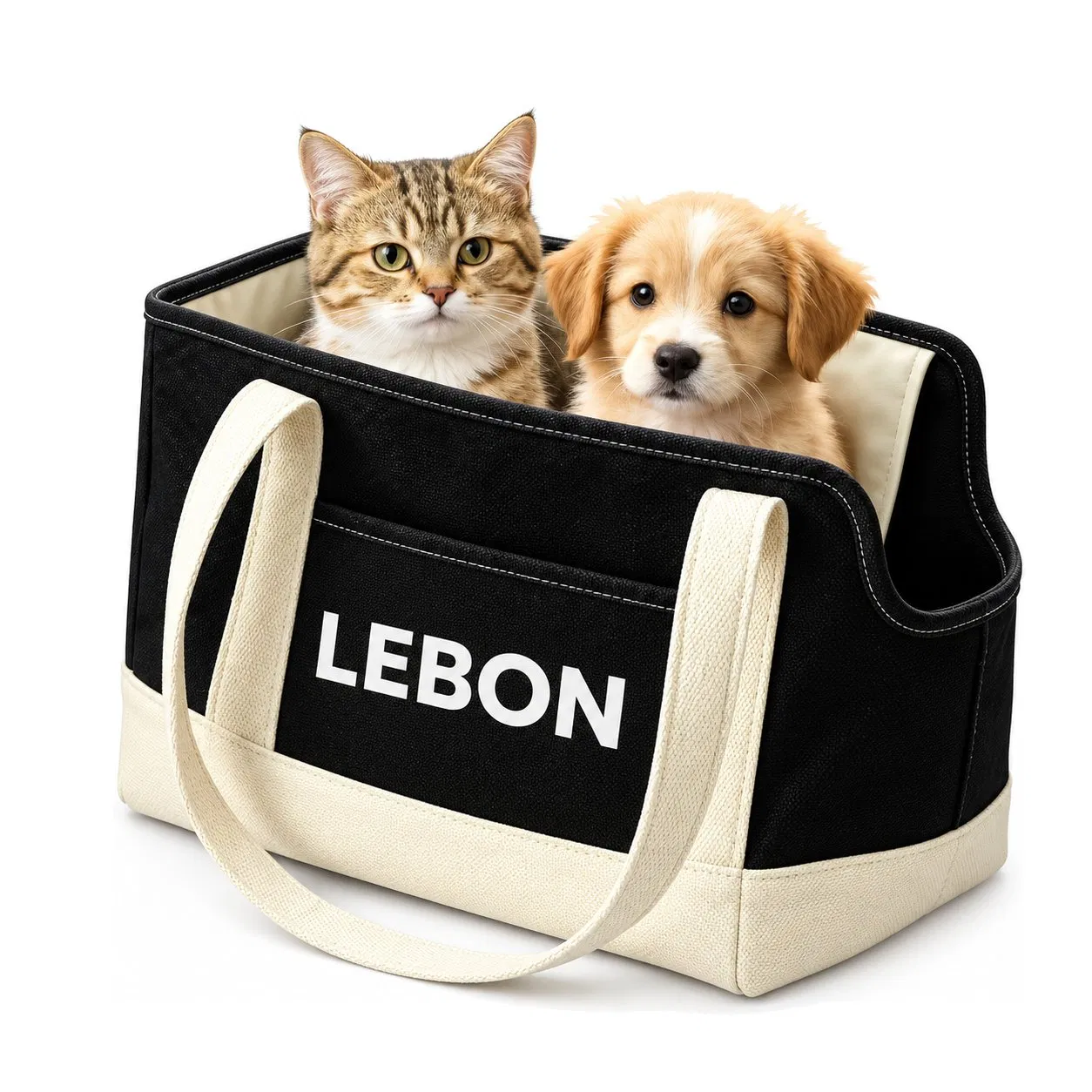 Custom Canvas Pet Tote Carrier with Open Top for Small Dogs and Daily Walks