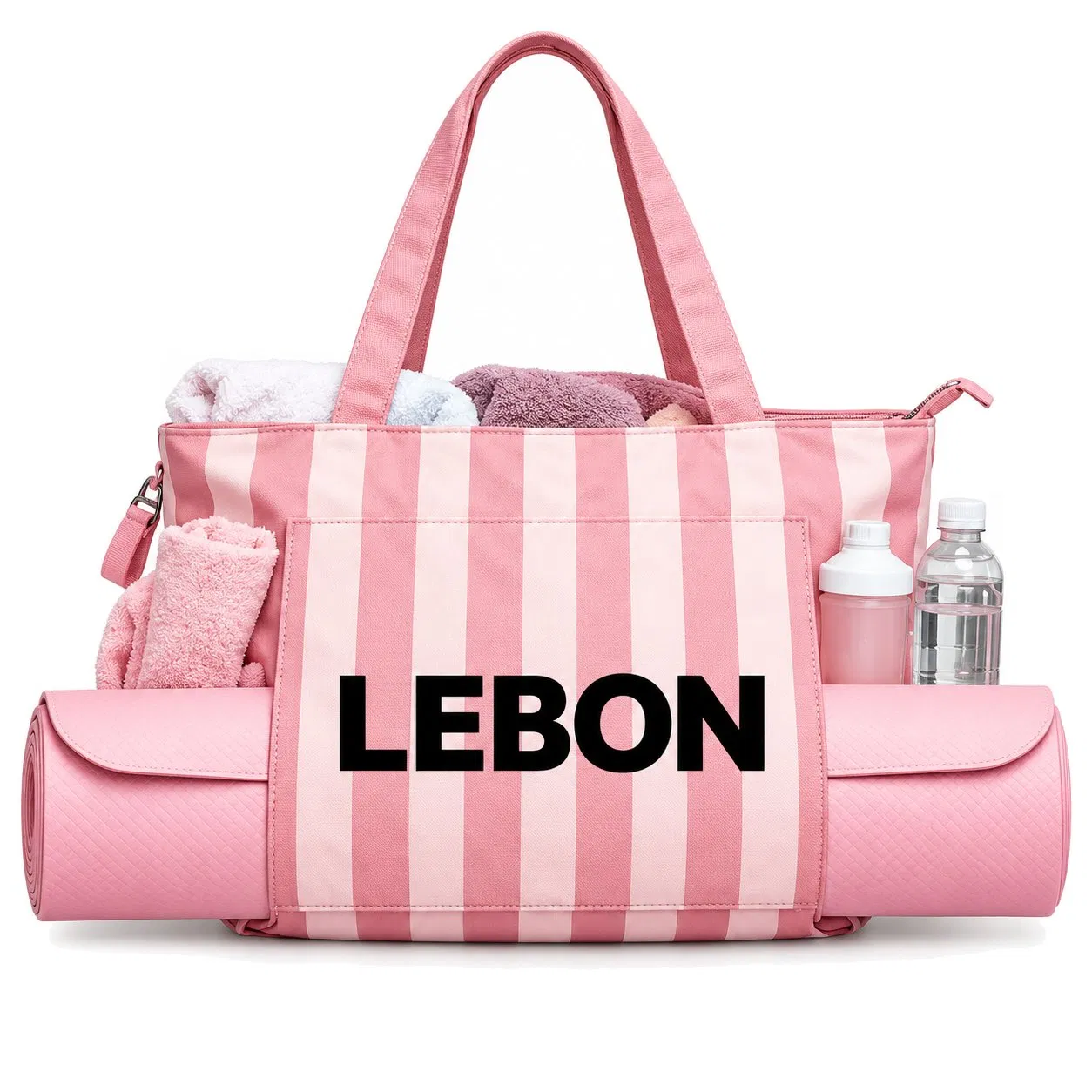 Custom Polyester Yoga Gym Tote Bag with Mat Holder for Women