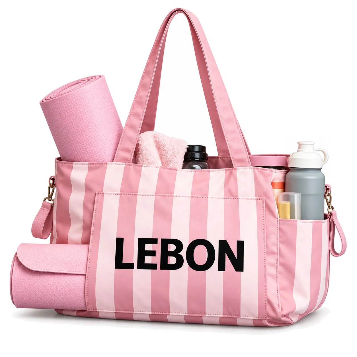 Custom Polyester Yoga Gym Tote Bag with Mat Holder for Women
