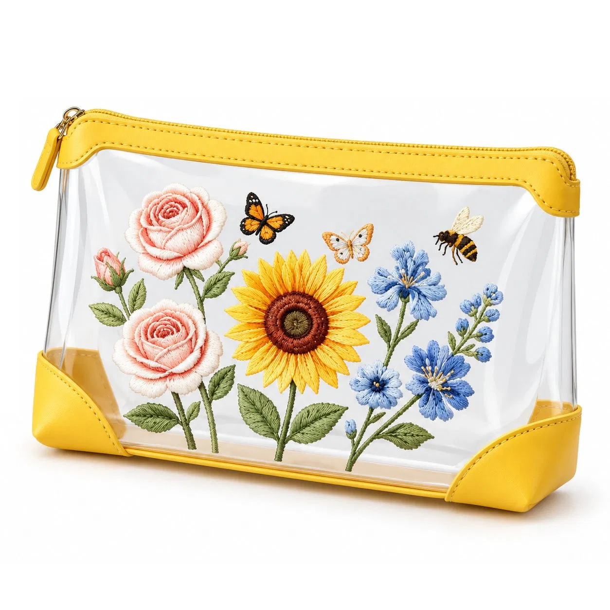 Custom Logo Transparent TPU Zipper Cosmetic Pouch Waterproof Portable Travel Makeup Bag