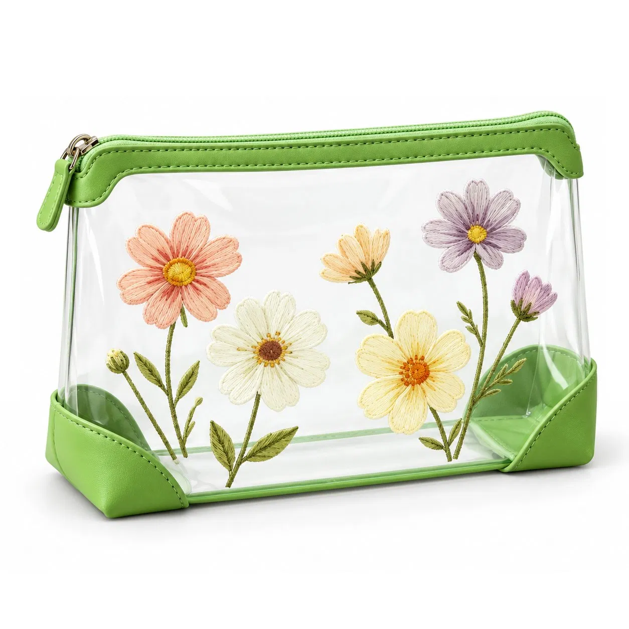Custom Logo Transparent TPU Zipper Cosmetic Pouch Waterproof Portable Travel Makeup Bag